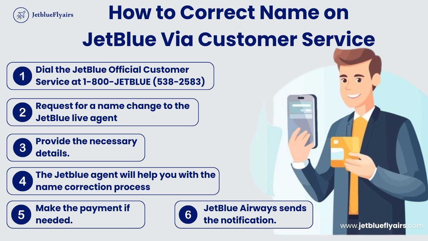 how do i correct my name via jetblue customer service